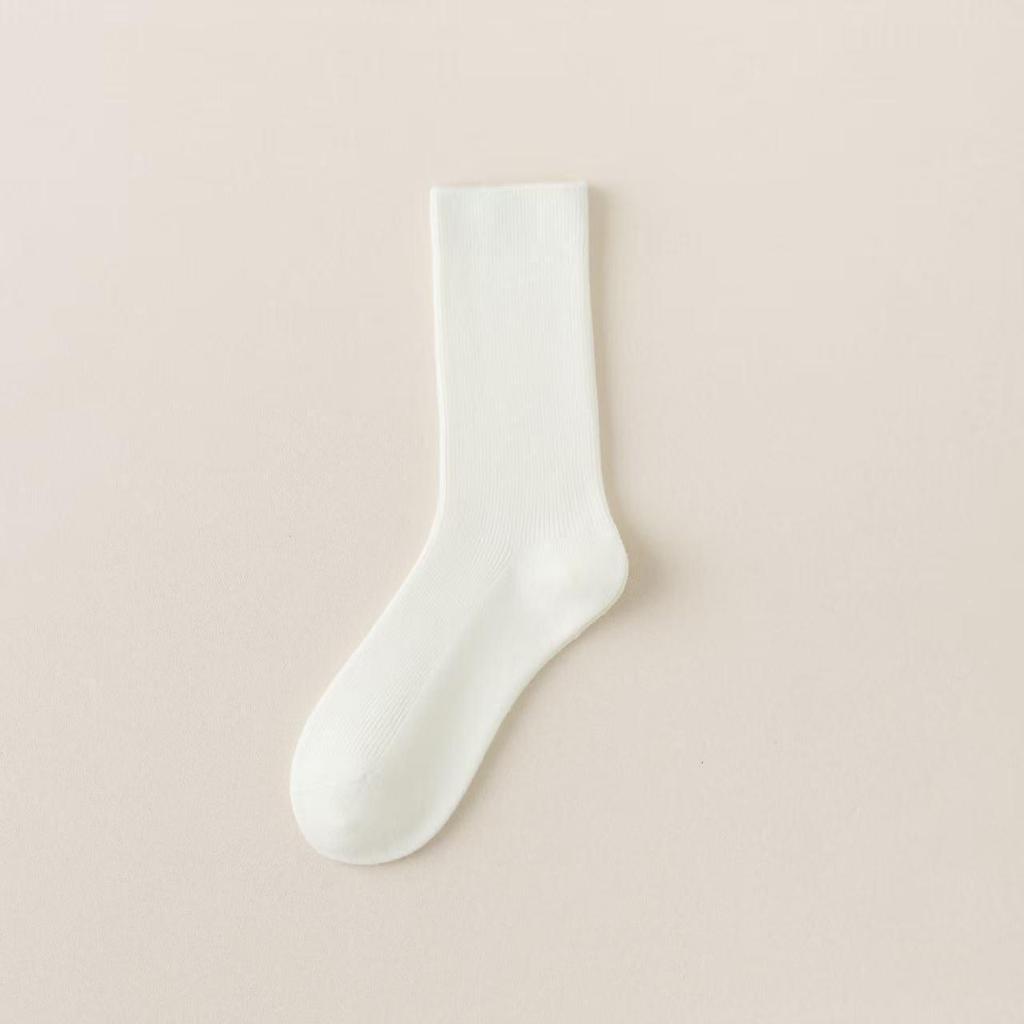 Women's Wool Cashmere Mid-Calf Socks - Warm, Solid, Coffee Color, Japanese Style 