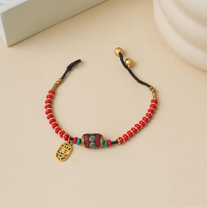 Bracciale a Campanella Etnico Tibetano Tessuto a Mano: Accessorio di Lusso di Nicchia Retrò