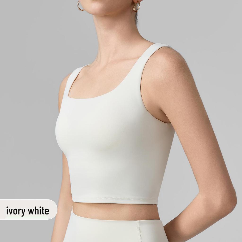 Damen Sport-Tanktop mit Schmetterlingsrücken und stoßfestem BH, festen Cups, ideal für Pilates und Yoga.