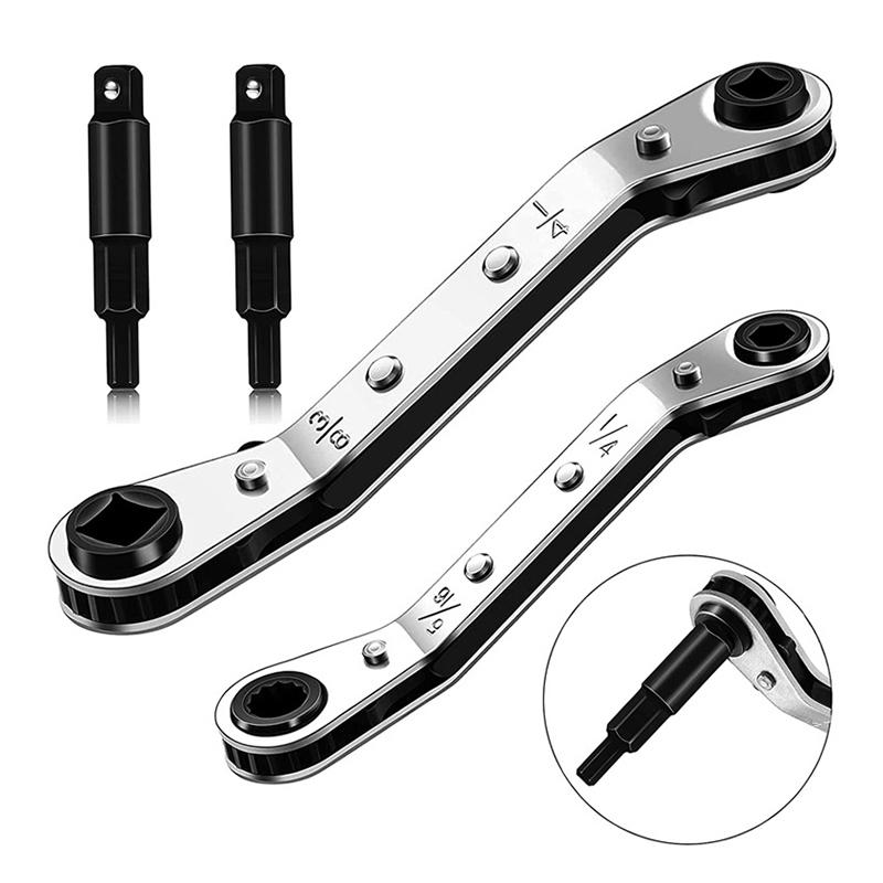 Chiave di servizio, Set di chiavi a cricchetto per valvole di condizionatori d'aria per strumenti di refrigerazione dell'aria e attrezzi per la riparazione di apparecchiature
