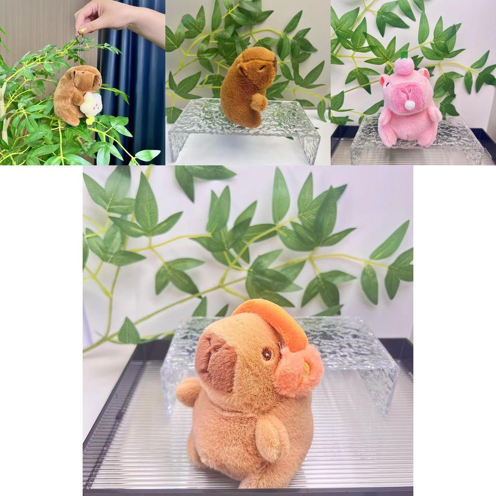 Adorable Plush Capybara Doll Keychain With Colorful Hoodie Perfect For Gifts