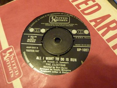 7inch Record ELEKTRAS - All I Want To Do Is Run UP1027 United Artists  1963 UK Pop Used