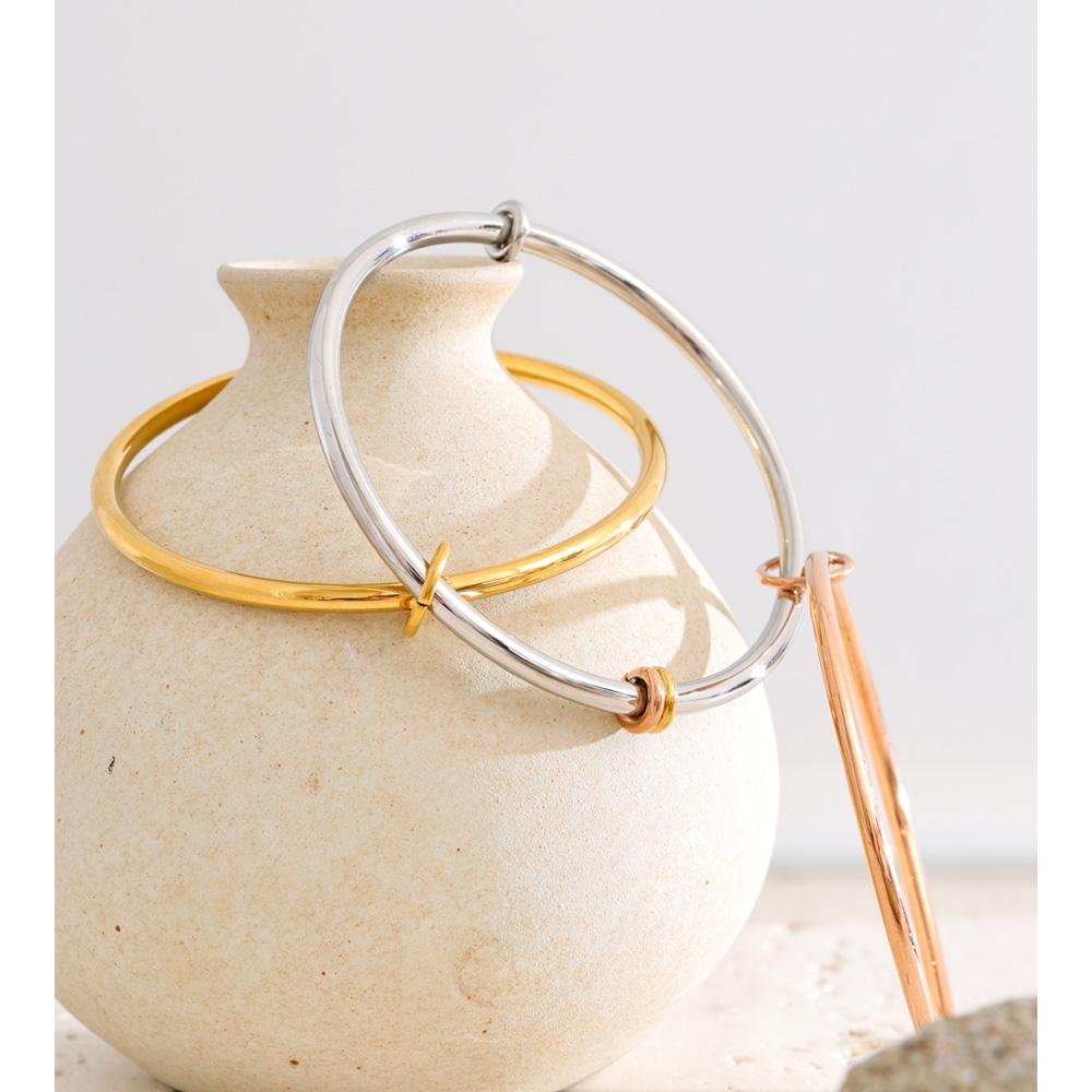 Eetit 62mm Expensive Gift Stainless Steel Three Layered Round Wrist Bracelets Bangle for Women Waterproof Classic Luxury Jewelry