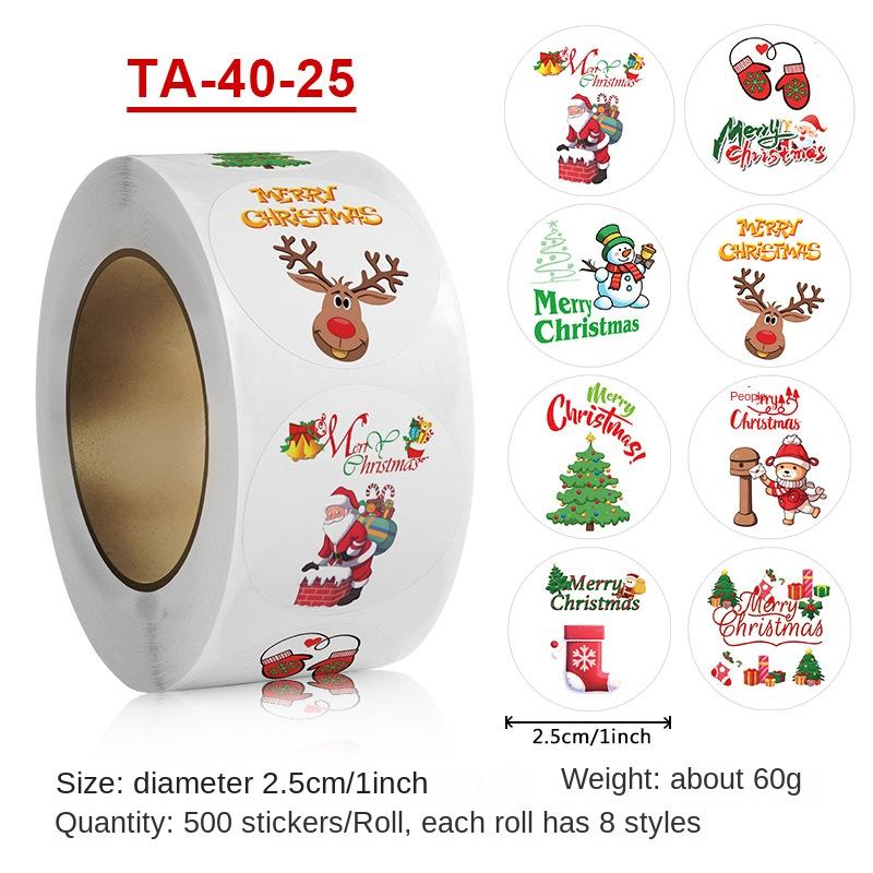 

500 листов Веселых рождественских наклеек Праздничные наклейки Для вечеринок Конверты Канцелярские товары Открытки Этикетки Подарочные печати Наклейки Украшения 2.5cm
