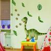 Cartoon Dinosaur Green Leaves Wall Sticker Kids Room Bedroom Wall Decoration Cute Self-Adhesive Wall Art