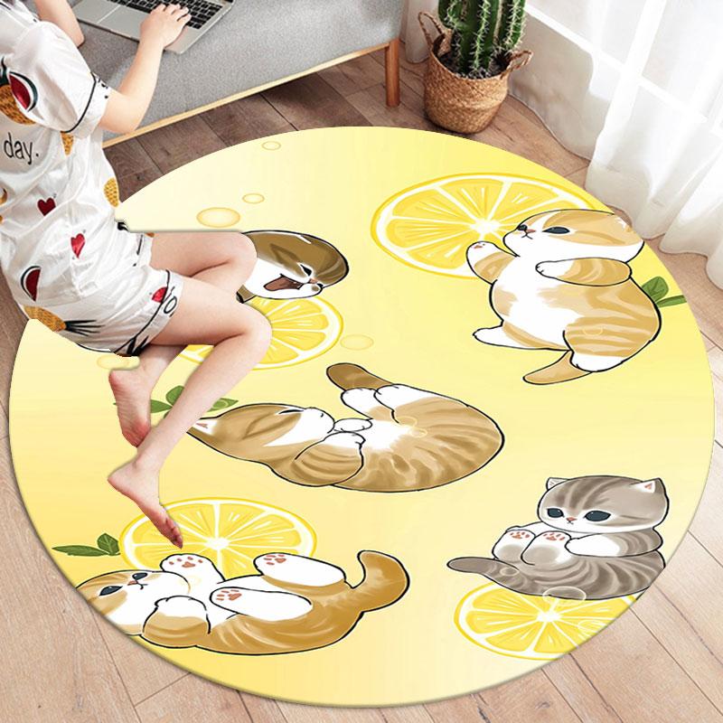 Mofusand Round Area Rug,Carpet Rug for Living Room Bedroom Sofa Playroom Decor,Non-slip Floor Mat