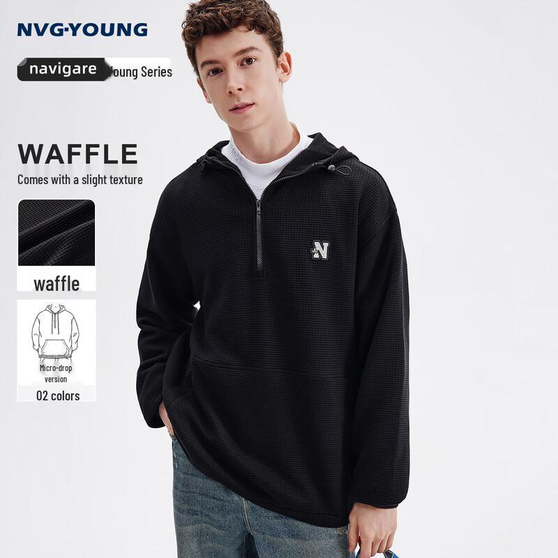 

NVG·YOUNG Men s Waffle Half-Zip Hooded Sweatshirt XL