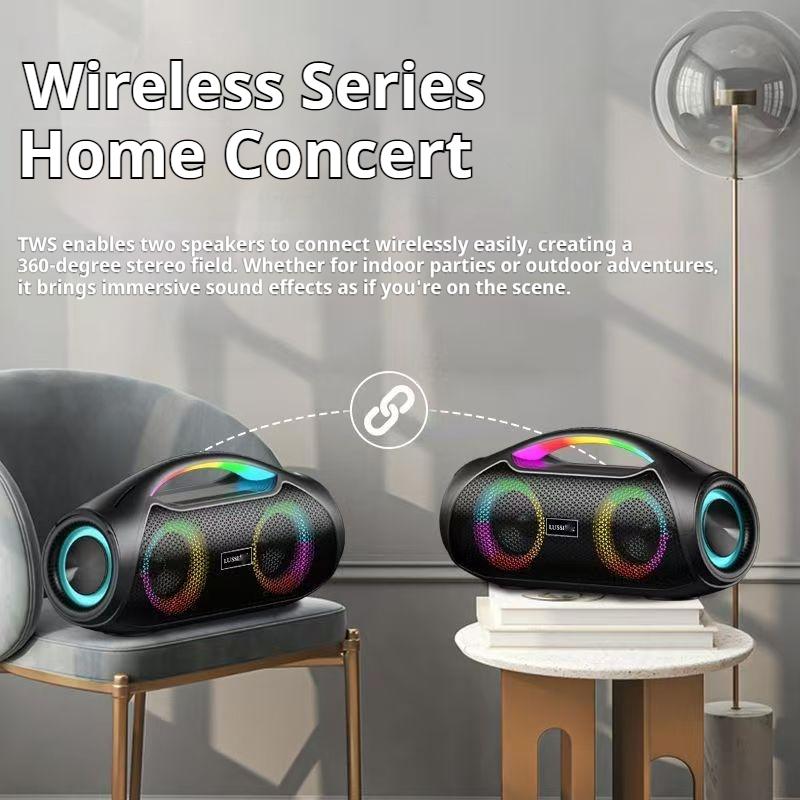 80W High Powerful Shocking Bass RGB Bluetooth Speaker Portable Surround Sound Waterproof Wireless Subwoofer Boombox Home Karaoke