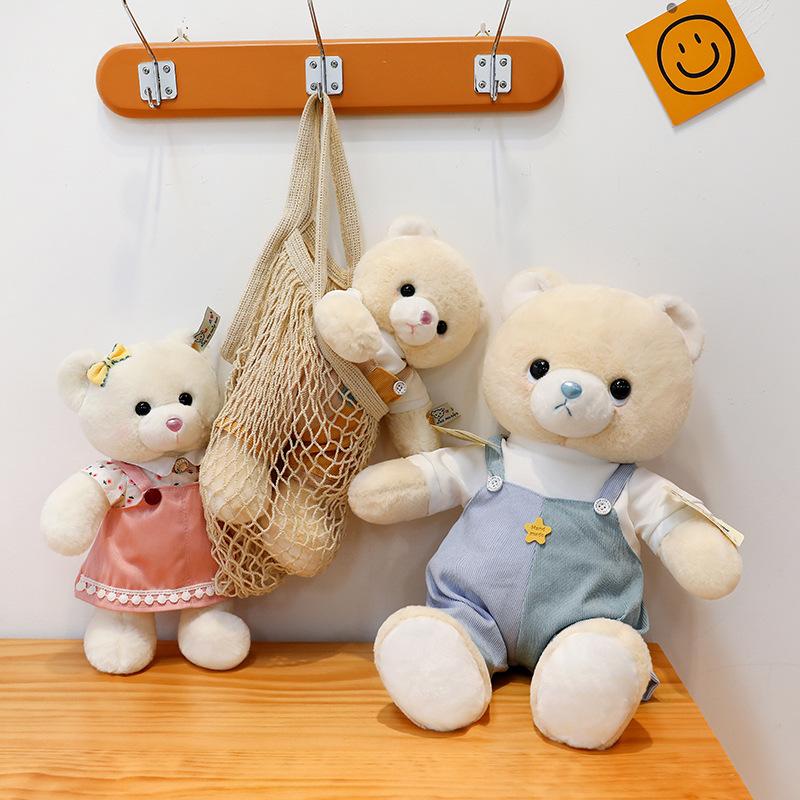 Cartoon Fresh Couple Bear Plush Toy Bed Press Doll Qixi Gift Suspenders Confession Bear Doll