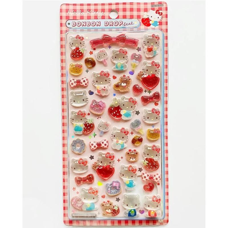 In Stock Anime  Kuromi Cinnamoroll 3D Stickers Transparent Jelly Crystal Decorative Sticker Phone Case Diy Kids Toy