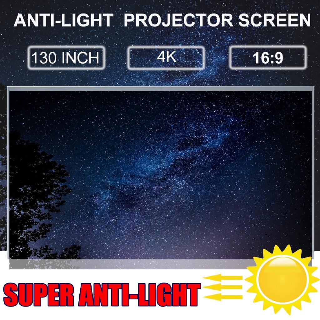 16:9 Portable Foldable Anti-light Projector Screen 3D Home Cinema HD 1080P Projection Screen 50/60/63/72/84/100/112/120/130 Inch