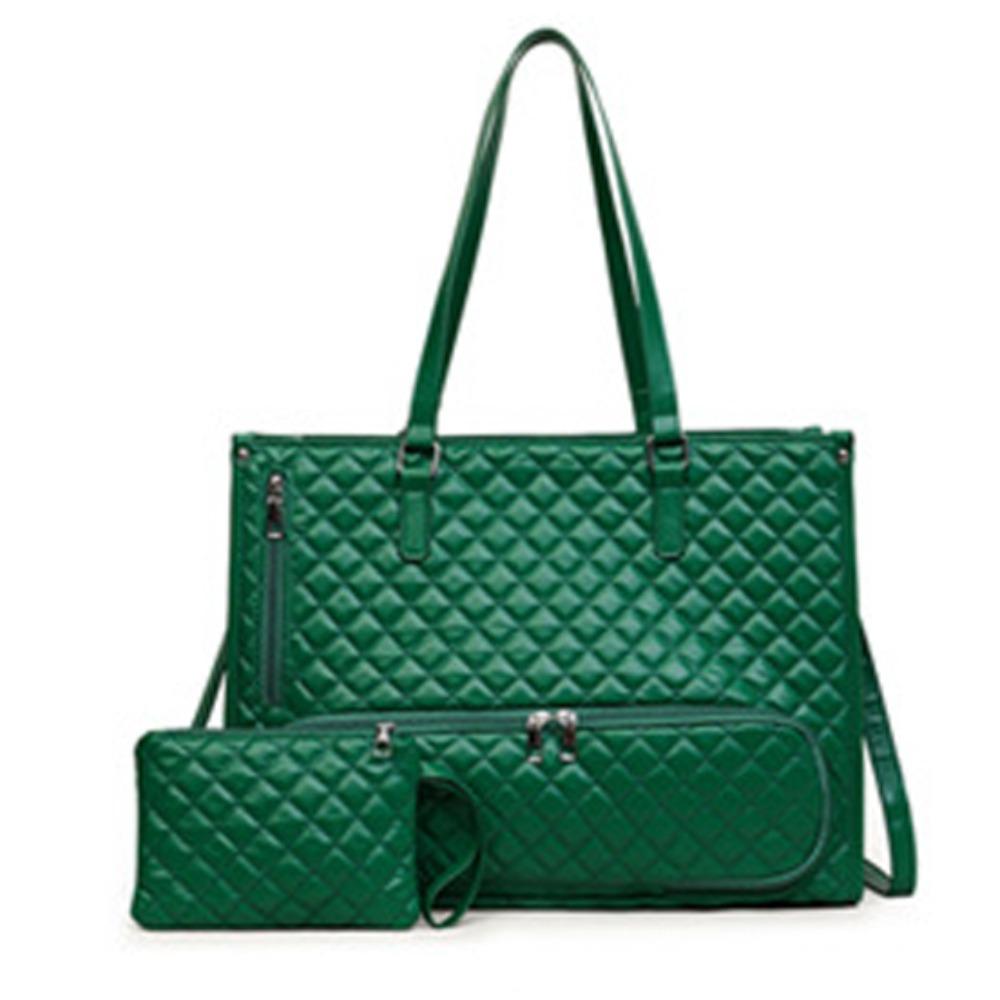 2-in-1 Laptop Lunch Tote Bag Lunch Box 15.6inch Multifunctional Laptop Handbag Shoulder Strap Leather Portable Laptop Bags зелёный