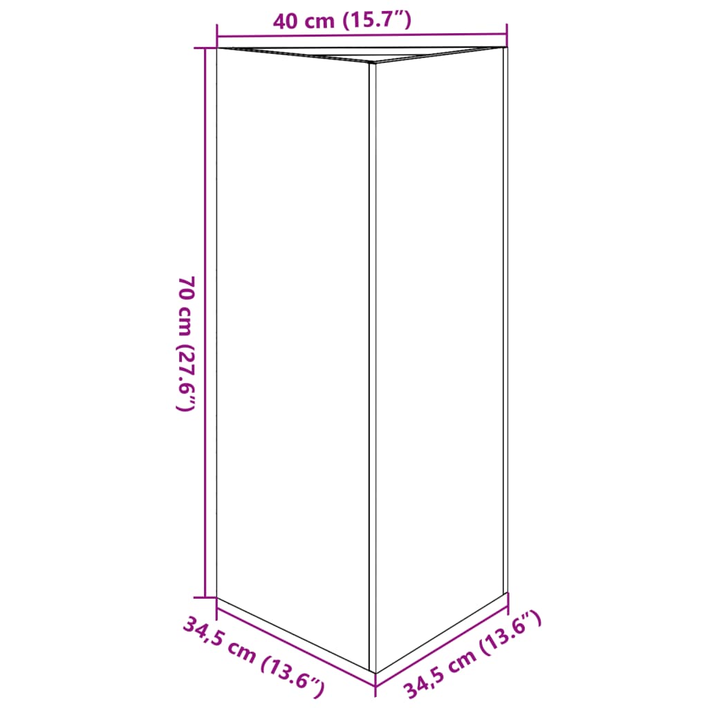 White Triangular Planter 40 x 34.5 x 75 cm Steel