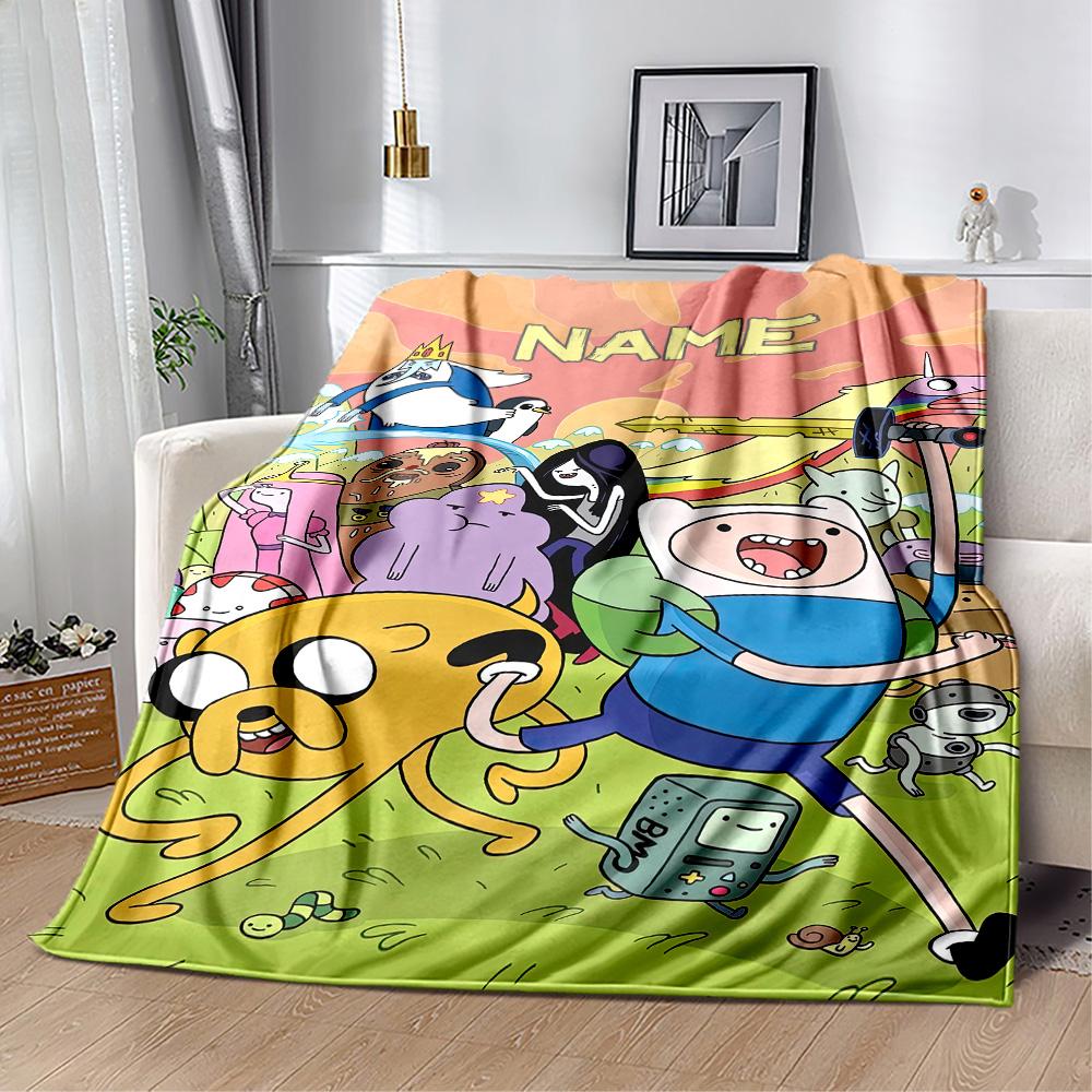 Adventure Time Faces Personalized Text Blanket Multi-purpose Customizable Blanket Ultra-Soft Great for Office Chair Picnics Nap