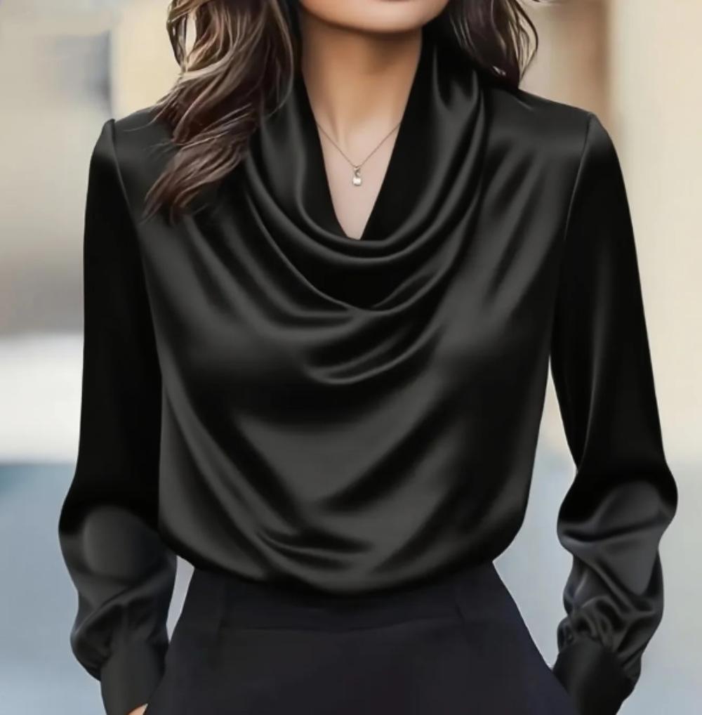 Fall Fashion Elegant Solid Color Minimalist Long Sleeve Blouse Women