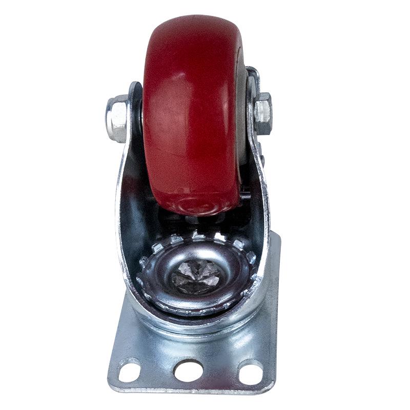 Silent Universal Jujube Red Casters with Brakes - 3", 4", 5" Polyurethane Wheels for Warehouse Tools and Cargo Trolleys