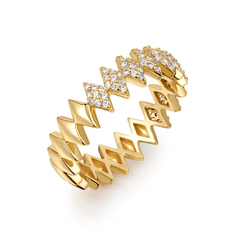 ANIA HAIE Half Pave Sparkle 925 Silver Ring R061-04G