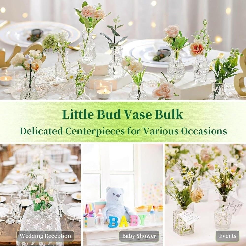 10PCS/SET European Style Small Vase Set Crystal Clear Flower Vase Flower Holder  Office
