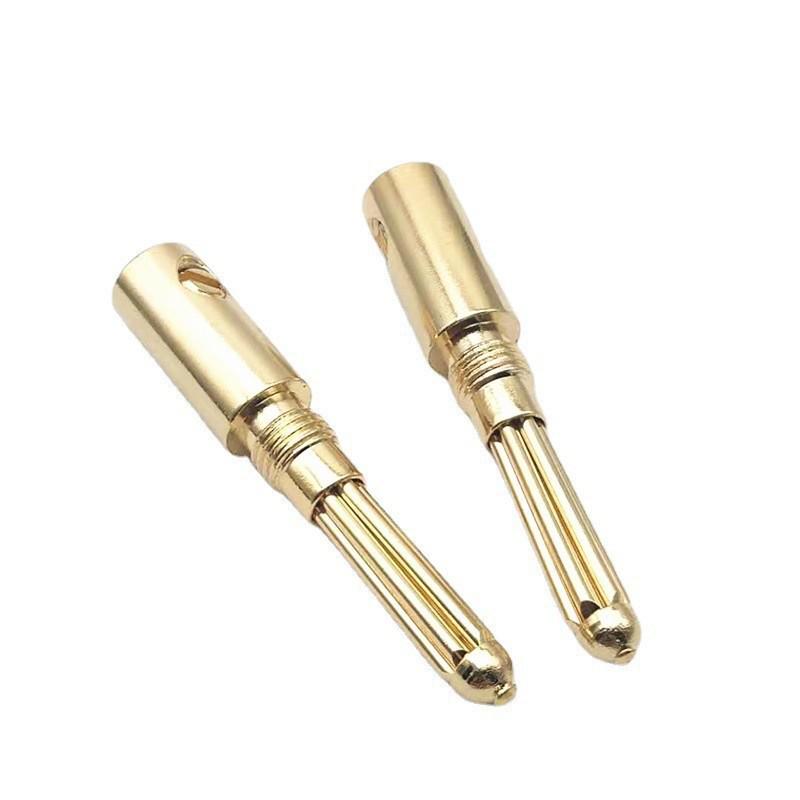 Gold-Plated 4MM Six-Pin Banana Plug, Shell-less Speaker Cable Connector, Audio Solderless Plug