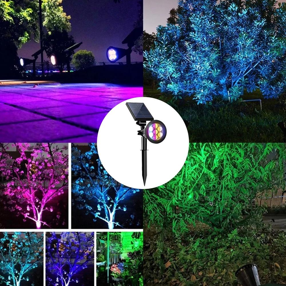 Solar Lights, Outdoor Lawn Lights, 7 Grounding Plugs, LED Garden Solar Spotlights, Decorative Lights, Lawn Landscapes, White/warm/color Lights