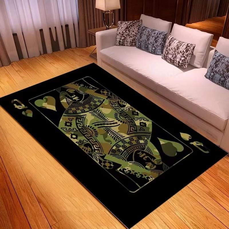 Kupa Ası Poker Kartı Desenli Halı Oturma Odası İçin Kaymaz Yatak Odası Yatak Kenarı Kanepe Alan Halısı Yumuşak İç Mekan Yer Paspası Ev Dekorasyonu