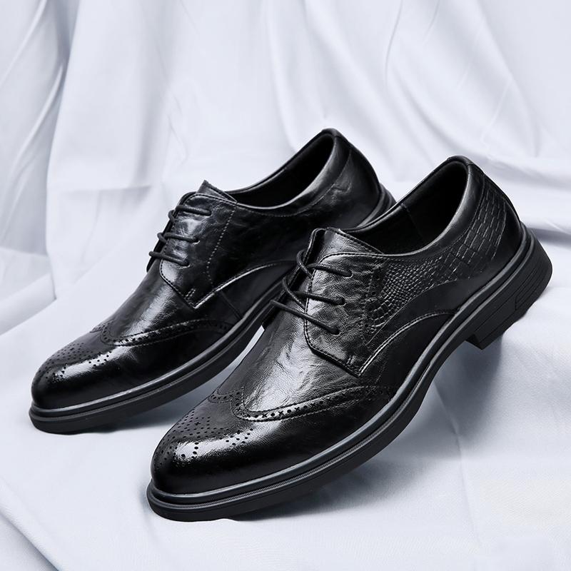 New High Quality Genuine Leather Shoes Fashion Men's Casual Shoes Brand Man Soft Comfortable Lace Up Brock Formal Leather Shoes