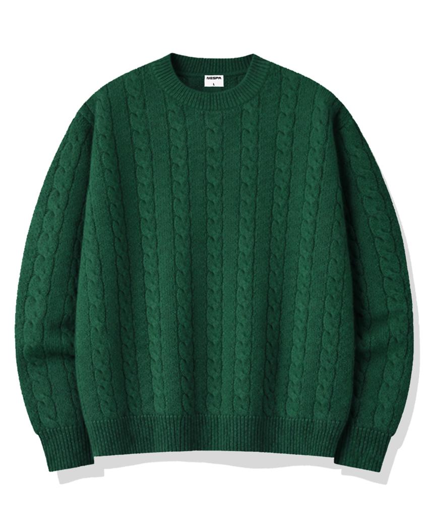 Neseupaseutyudio Joel Round Neck Cable Knit 5 Colors [Nspk_3001]