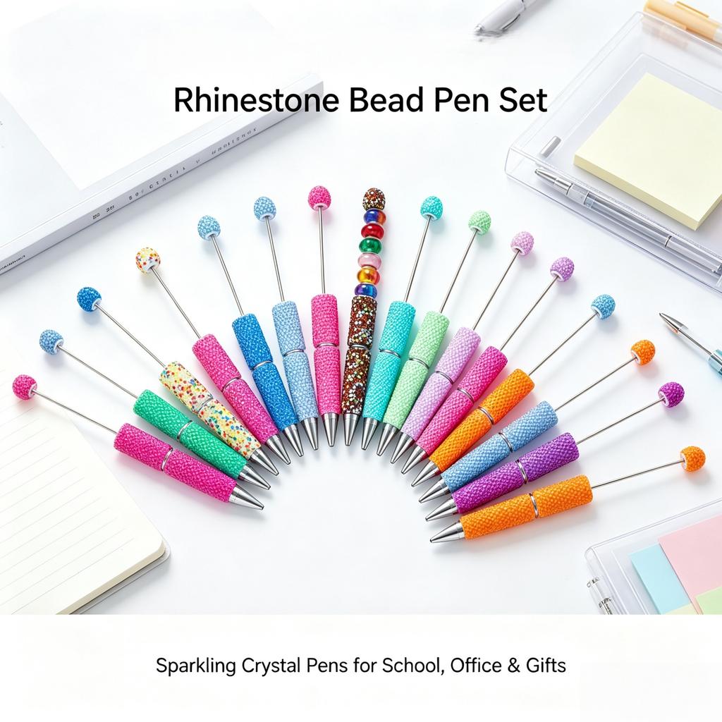 48Pcs Jelly Beadable Pen Kit 16 Fluorescent Pens with Refills Bags DIY Craft