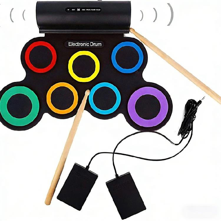 

Foldable Electronic Drum USB Powered Silicone Texture Suitable for Carrying Includes Sound Output and Multiple Effects 1