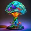 Creative Stained Glass Plant Series Table Lamp Flower Mushroom Snail Octopus Shaped Resin Retro Decor Table Lamp Night Light