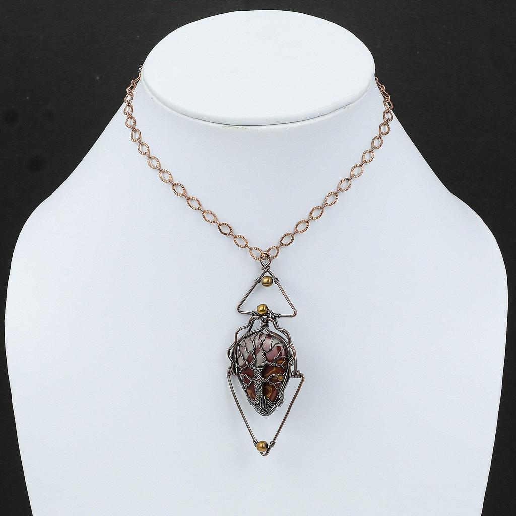 Drzewo Życia Noreena Jasper Wisiorek Miedziany Drut Owinięty Wisiorek Ręcznie Robiony Wisiorek Z Prawdziwych Kamieni Szlachetnych Unikalna Biżuteria Miedziana Biżuteria Drzewo Życia