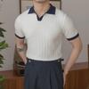 Italian Style Men's Slim Fit Polo - Summer Breathable, Trendy, V-Lapel, Jacquard Knit Short Sleeve