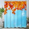 Fall Maple Leaves Shower Curtain Autumn Gold Yellow Leaf Blue Sky Natural Scenery Bath Curtain Festival Seasonal Bathroom Decor