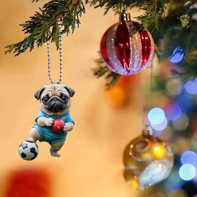 New Acrylic Flat 2D Kicker Dog Car Decorative Pendant Christmas Day Decorative Backpack Keychain Pendant