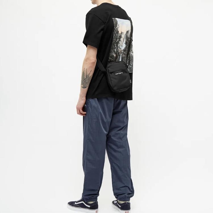Stussy Falls Tee Classic Poster Print Short Sleeve American Vintage T-Shirt Unisex Tops Black 1904475-BLACK