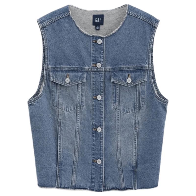GAP Women s Washed Cotton Loose Denim Vest 165/88A