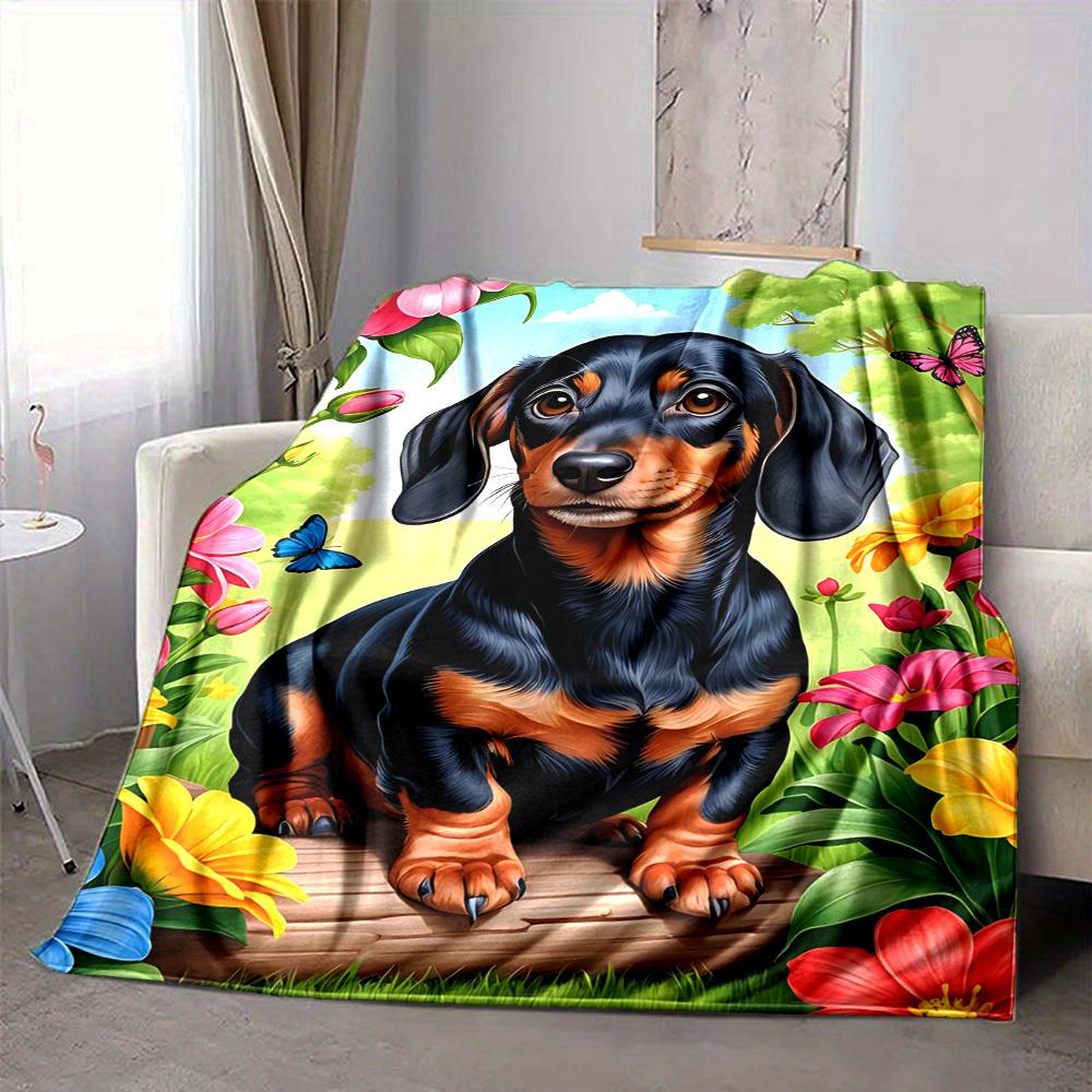 1PC Dachshund Blanket, Throw For Sofa, Bed, Travel, Camping, Livingroom, And Bed, Printing Blanket With Soft And Warm Fabric yy250918131