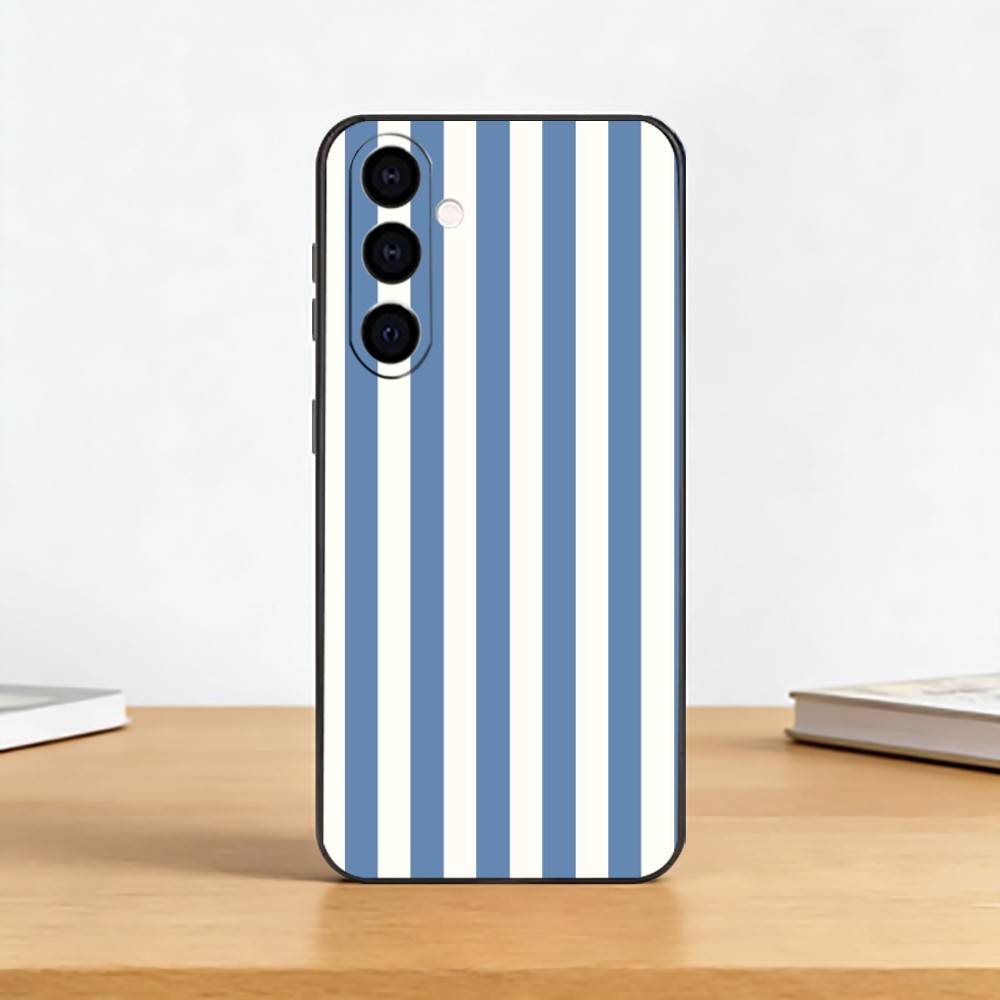 L-light blue stripeds Phone Case For Samsung Galaxy A73,A72,A71,A70,A53,A52,A51,Others Soft Black Cover