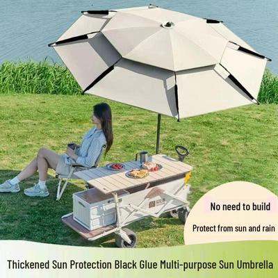 2025 Stainless Steel Large Fishing Umbrella: Thickened Double Layer Sun Protection