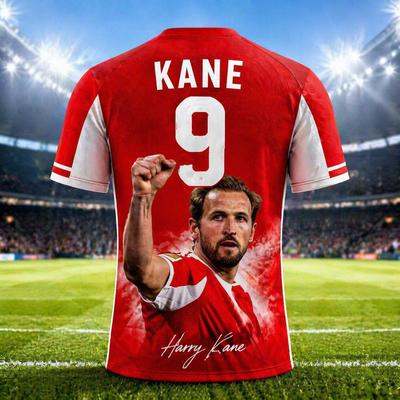 Camiseta Deportiva Transpirable de Secado Rápido con Impresión 3D de Superstar de Fútbol Harry Kane para Niños Activos, Hombres y Aficionados al Fútbol