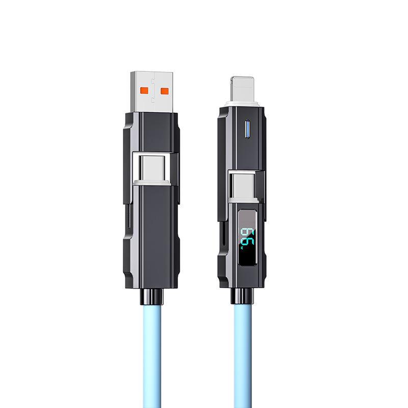 Cavo di Ricarica Rapida USB-C PD 4-in-1 in Silicone per Dispositivi Android