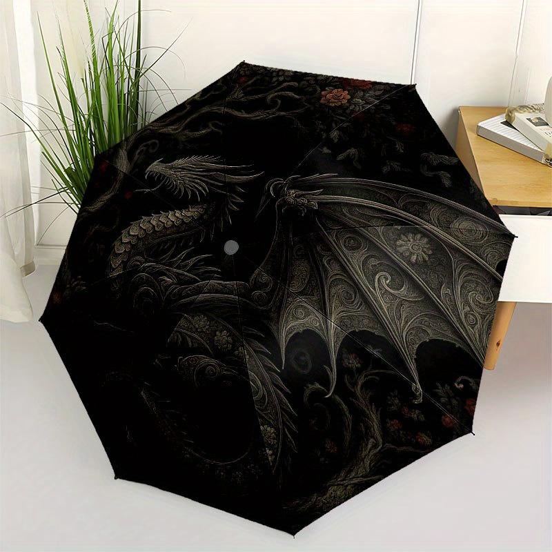 

Fantasy Dragon & Tree Circular Wall Art Umbrella, Cute Umbrella with Cute Design, Portable 3-Fold Compact Umbrella for Men & Women, Valentine s Day Mo