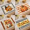 4PCS Thanksgiving Polyester Placemat Tablecloth Sunflower Pumpkin Restaurant Heat Atmosphere Decorative Insulation Pad