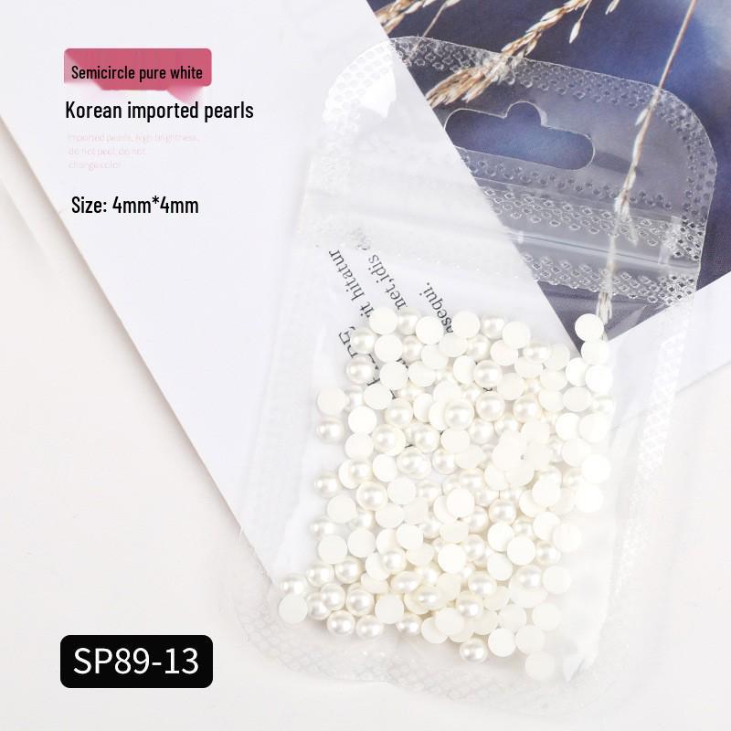 Korean Iridescent AB Pearl Nail Art Stickers - Various Sizes & Shapes