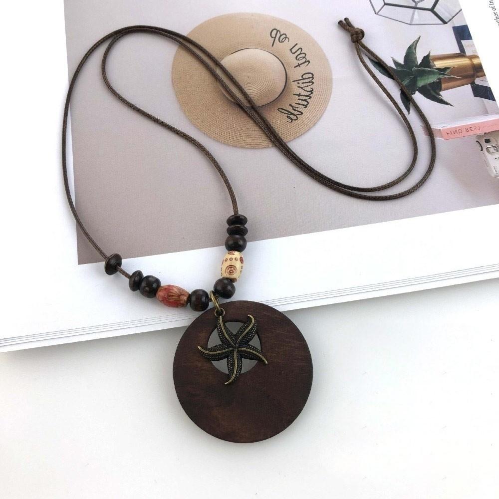 Boho Sweater Chain Hollow Leaves Clothing Pendant Vintage Necklace  Gifts