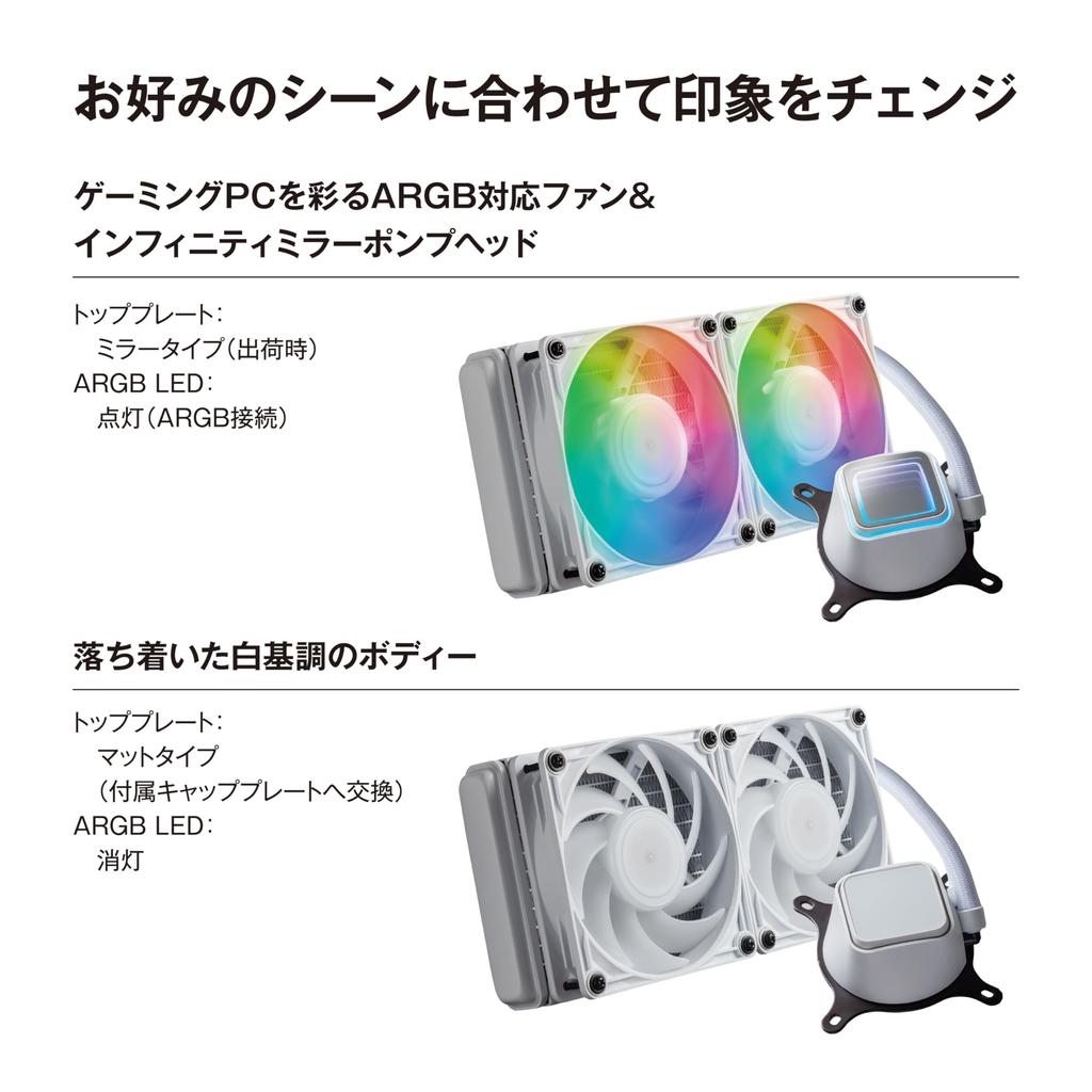 Kuroutoshikou CPU White 240mm 120mm PWM with ASETEK All-in-One Water-Cooled Cooler, LED, Model, (Two Fans), Radiator, KURO-AIOWC240L/V2/WHITE