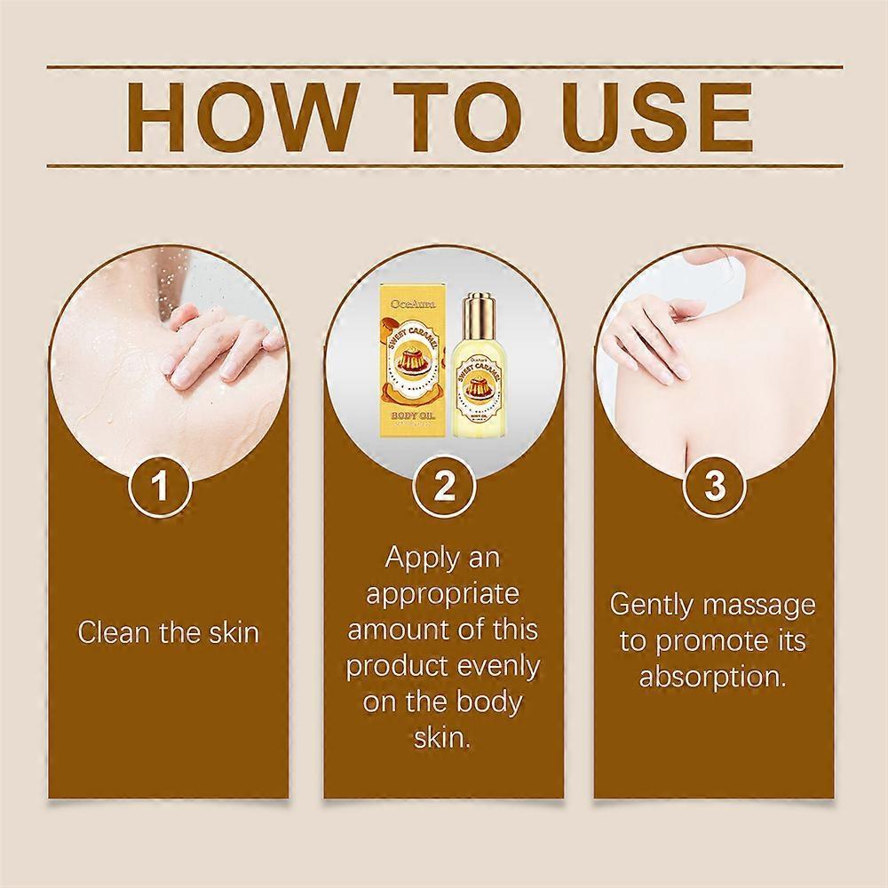 OCEAURA Body Moisturizing Oil Caramel Scent Luxury Care & Repair For Dry, Rough, Sensitive Skin Nourishing & Hydrating