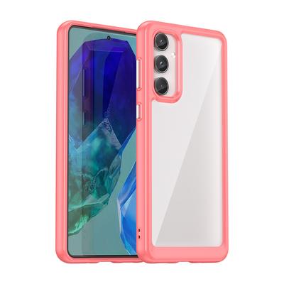 Transparent PMMA Case For Samsung Galaxy M15 F15 M55 C55 F55 5G M14 4G TPU Colorful Soft Border Back Anti-Shatter Protector Hard Shell Covers