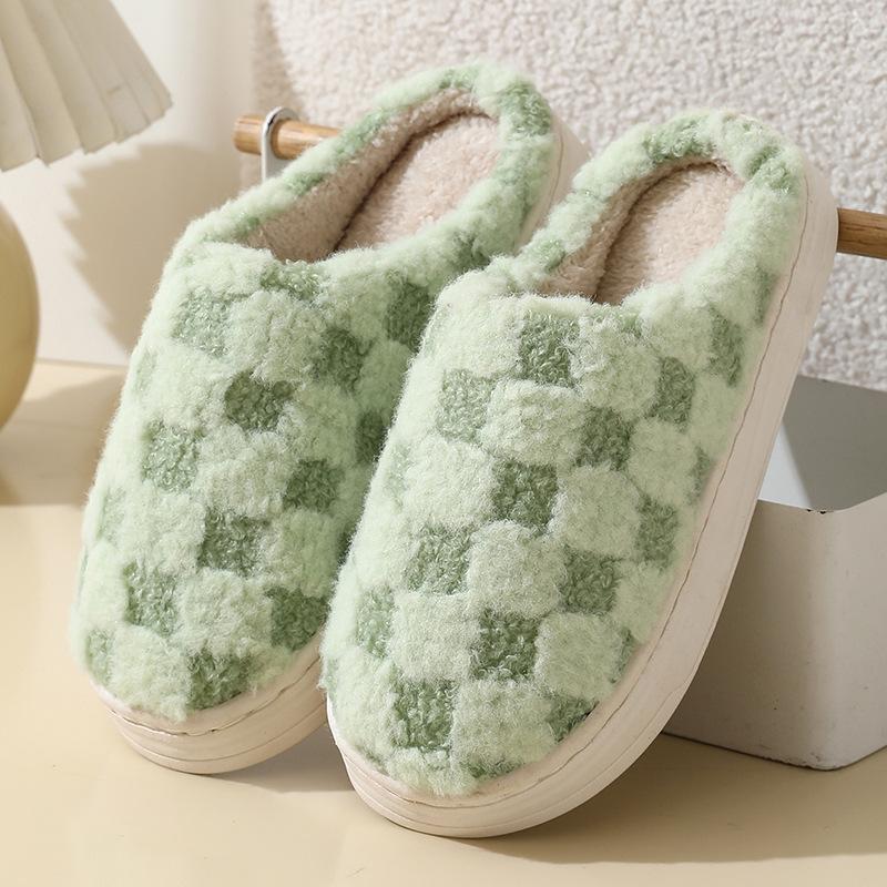 Winter wear non-slip fluffy slippers cotton mop thickened warm indoor cotton slippers