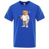 Gentleman Teddy Bear Playing Golf Men T Shirts Summer Cotton Sweat T-Shirts Breathable Loose Clothes Hip Hop Street Short Sleeve